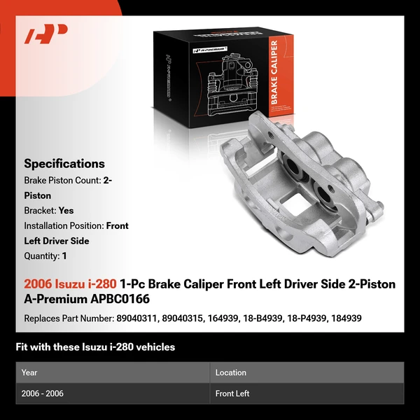 2006 Isuzu i-280 1-Pc Brake Caliper Front Left Driver Side 2-Piston A-Premium APBC0166