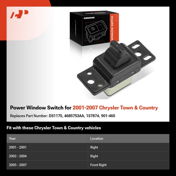 Power Window Switch for 2001-2007 Chrysler Town & Country