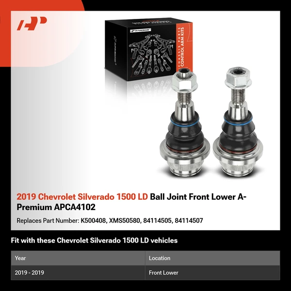 2019 Chevrolet Silverado 1500 LD Ball Joint Front Lower A-Premium APCA4102
