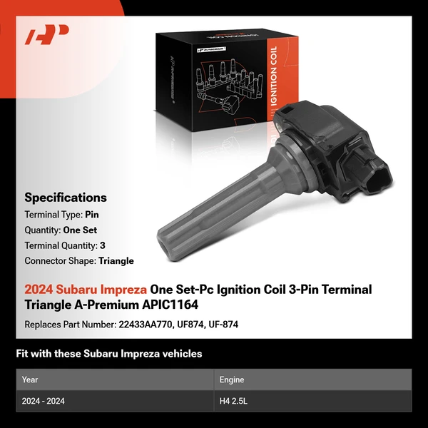 2024 Subaru Impreza One Set-Pc Ignition Coil 3-Pin Terminal Triangle A-Premium APIC1164