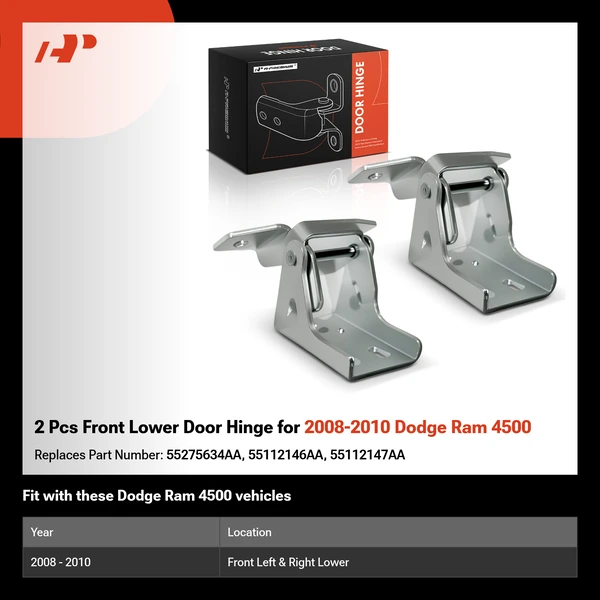 2 Pcs Front Lower Door Hinge for 2008-2010 Dodge Ram 4500