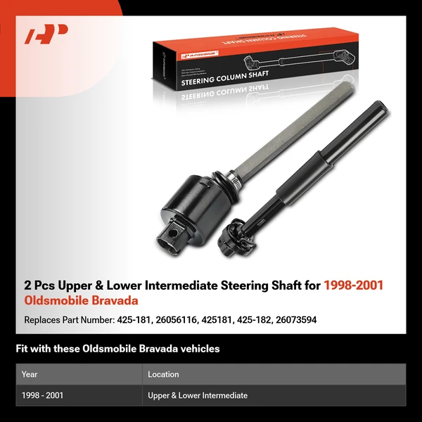 2 Pcs Upper & Lower Intermediate Steering Shaft for 1998-2001 Oldsmobile Bravada