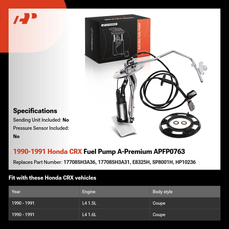 1990-1991 Honda CRX Fuel Pump A-Premium APFP0763