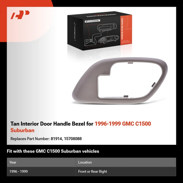 Tan Interior Door Handle Bezel for 1996-1999 GMC C1500 Suburban