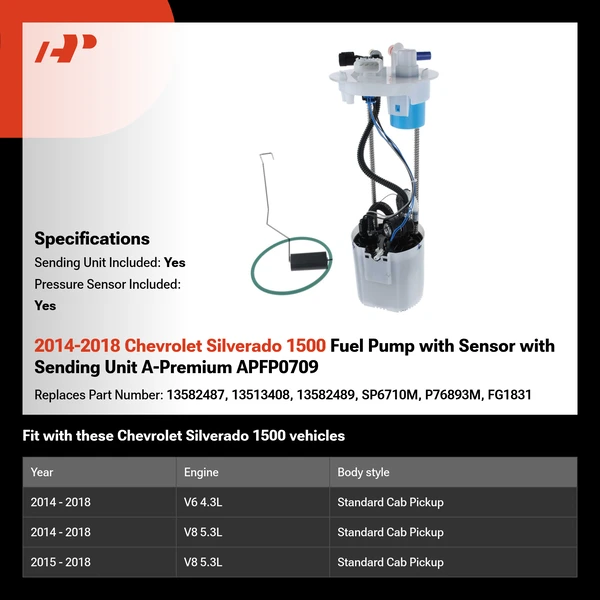 2014-2018 Chevrolet Silverado 1500 Fuel Pump with Sensor with Sending Unit A-Premium APFP0709