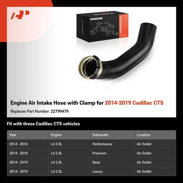 Engine Air Intake Hose with Clamp for 2014-2019 Cadillac CTS