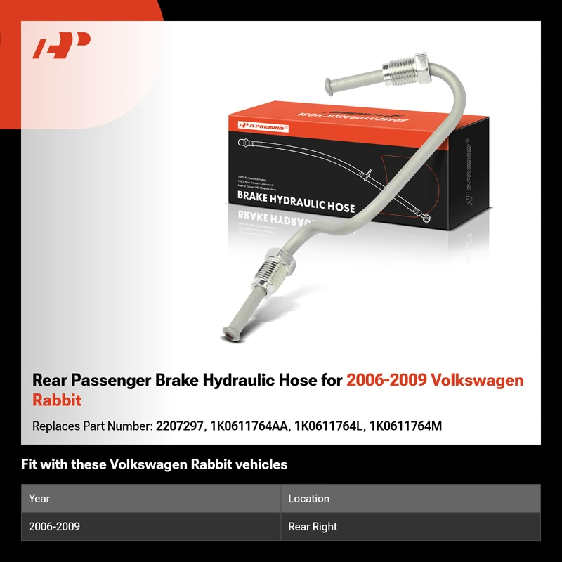 Rear Passenger Brake Hydraulic Hose for 2006-2009 Volkswagen Rabbit