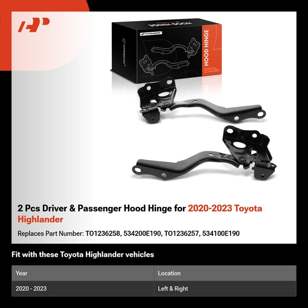 2 Pcs Driver & Passenger Hood Hinge for 2020-2023 Toyota Highlander