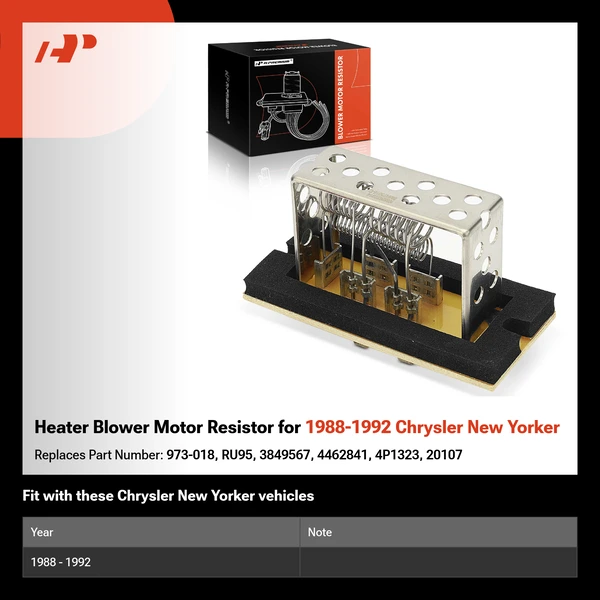 Heater Blower Motor Resistor for 1988-1992 Chrysler New Yorker
