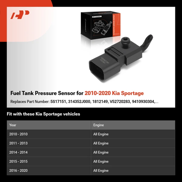 Fuel Tank Pressure Sensor for 2010-2020 Kia Sportage