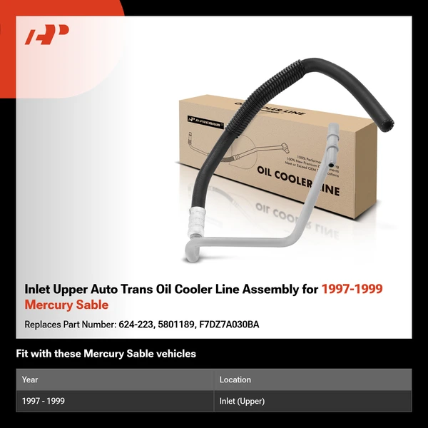 Inlet Upper Auto Trans Oil Cooler Line Assembly for 1997-1999 Mercury Sable