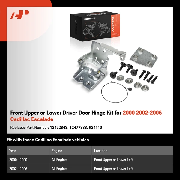 Front Upper or Lower Driver Door Hinge Kit for 2000 2002-2006 Cadillac Escalade
