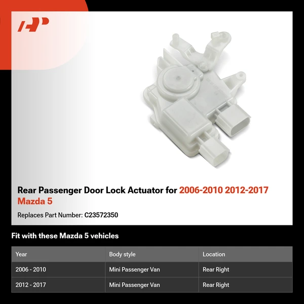 Rear Passenger Door Lock Actuator for 2006-2010 2012-2017 Mazda 5