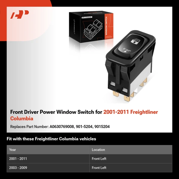 Front Driver Power Window Switch for 2001-2011 Freightliner Columbia