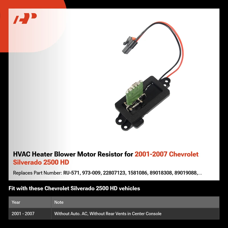 HVAC Heater Blower Motor Resistor for 2001-2007 Chevrolet Silverado 2500 HD