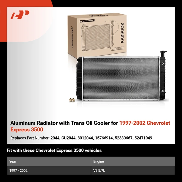 Aluminum Radiator with Trans Oil Cooler for 1997-2002 Chevrolet Express 3500