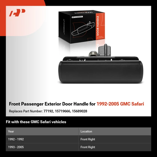 Front Passenger Exterior Door Handle for 1992-2005 GMC Safari