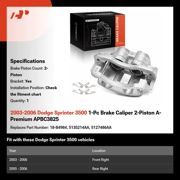 2003-2006 Dodge Sprinter 3500 1-Pc Brake Caliper 2-Piston A-Premium APBC3825