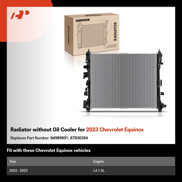 Radiator without Oil Cooler for 2023 Chevrolet Equinox