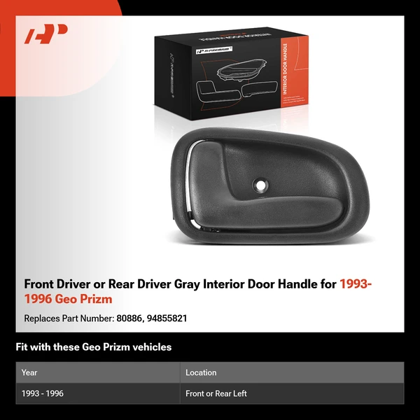 Front Driver or Rear Driver Gray Interior Door Handle for 1993-1996 Geo Prizm