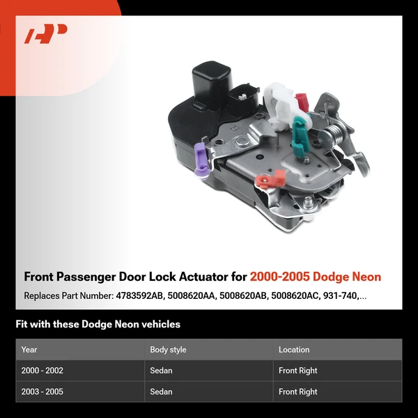 Front Passenger Door Lock Actuator for 2000-2005 Dodge Neon