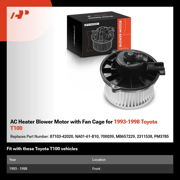 AC Heater Blower Motor with Fan Cage for 1993-1998 Toyota T100