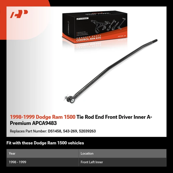 1998-1999 Dodge Ram 1500 Tie Rod End Front Driver Inner A-Premium APCA9483