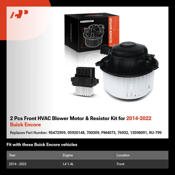 2 Pcs Front HVAC Blower Motor & Resistor Kit for 2014-2022 Buick Encore
