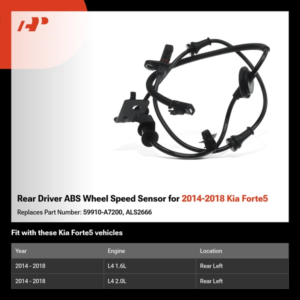 Rear Driver ABS Wheel Speed Sensor for 2014-2018 Kia Forte5