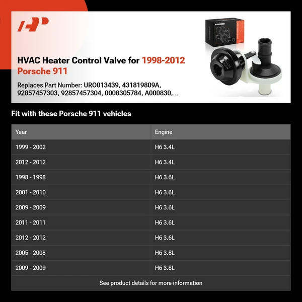 HVAC Heater Control Valve for 1998-2012 Porsche 911