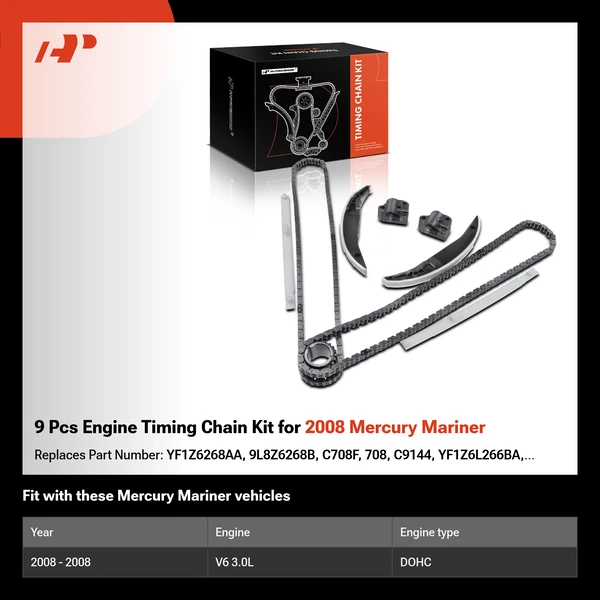 9 Pcs Engine Timing Chain Kit for 2008 Mercury Mariner