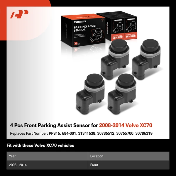 4 Pcs Front Parking Assist Sensor for 2008-2014 Volvo XC70