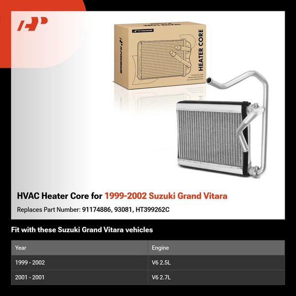 HVAC Heater Core for 1999-2002 Suzuki Grand Vitara
