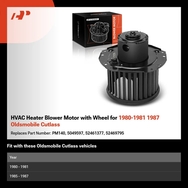 HVAC Heater Blower Motor with Wheel for 1980-1981 1987 Oldsmobile Cutlass