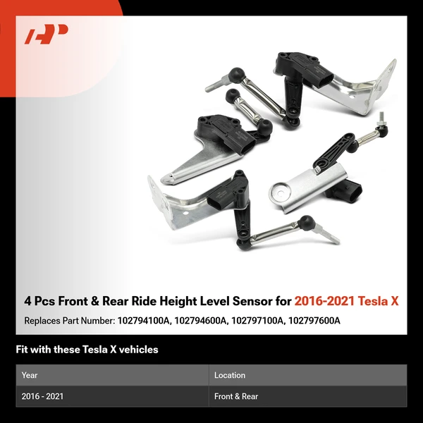 4 Pcs Front & Rear Ride Height Level Sensor for 2016-2021 Tesla X