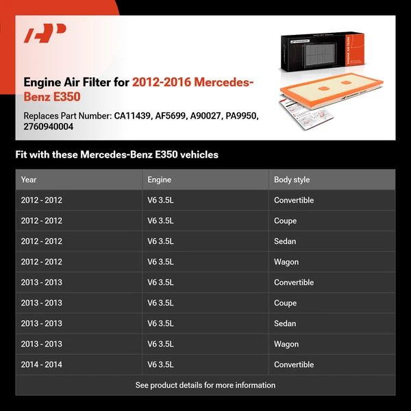 Engine Air Filter for 2012-2016 Mercedes-Benz E350