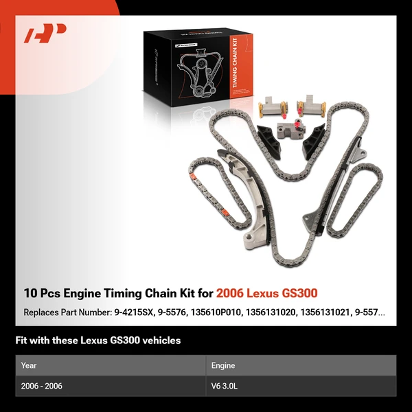 10 Pcs Engine Timing Chain Kit for 2006 Lexus GS300