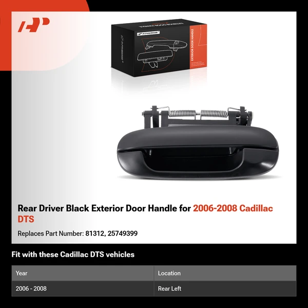 Rear Driver Black Exterior Door Handle for 2006-2008 Cadillac DTS