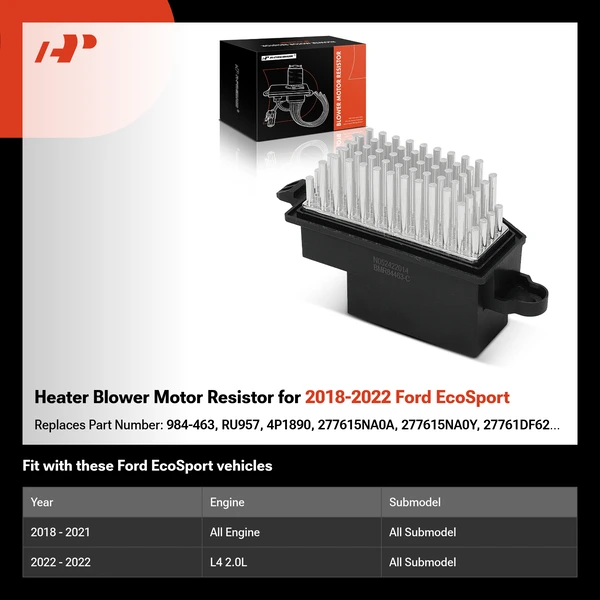 Heater Blower Motor Resistor for 2018-2022 Ford EcoSport