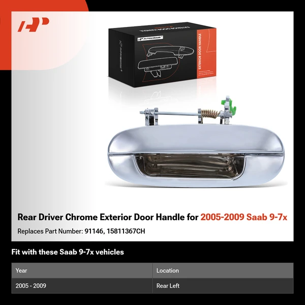 Rear Driver Chrome Exterior Door Handle for 2005-2009 Saab 9-7x