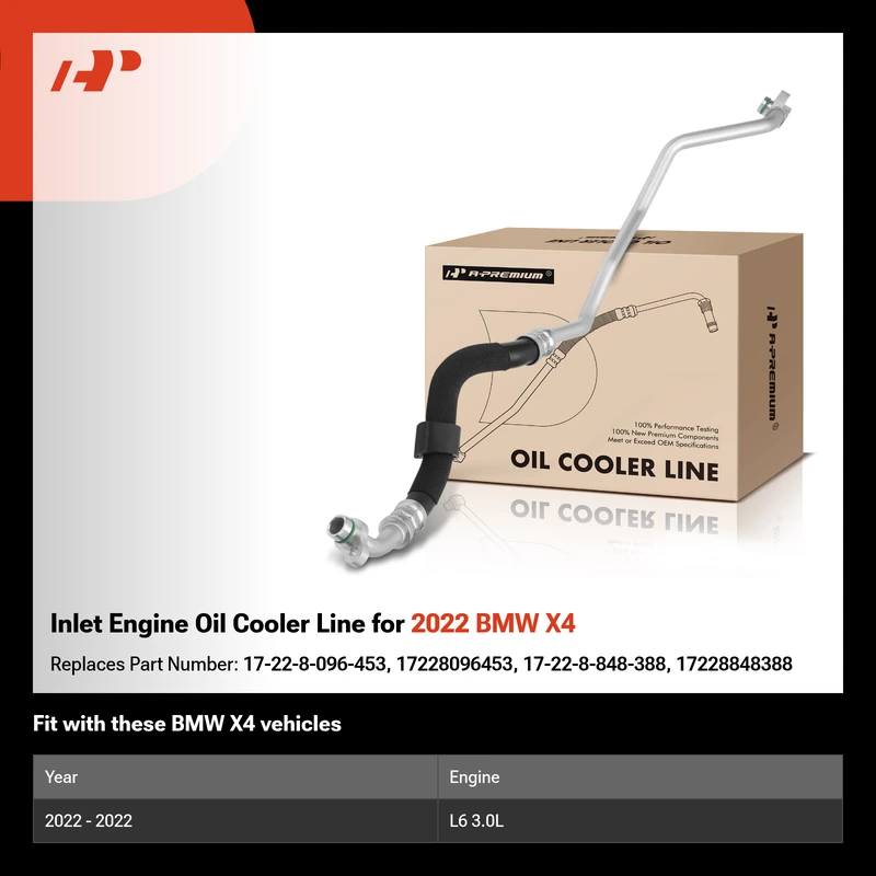 Inlet Engine Oil Cooler Line for 2022 BMW X4