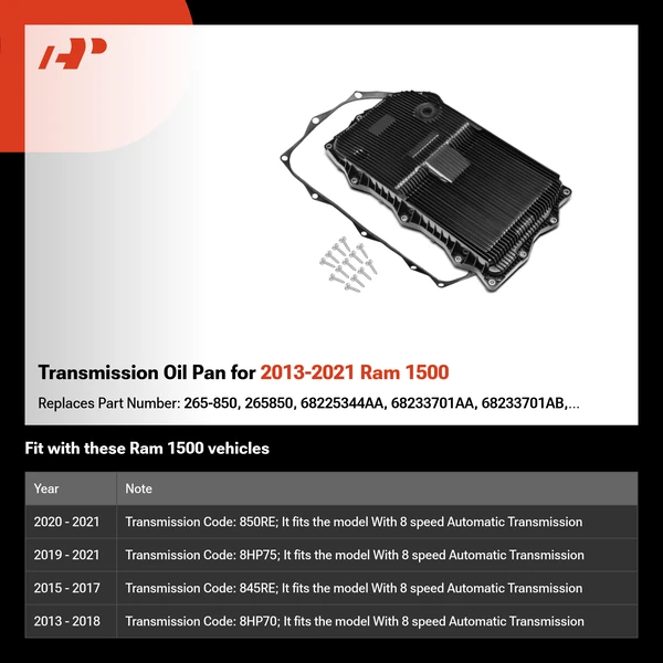 Transmission Oil Pan for 2013-2021 Ram 1500