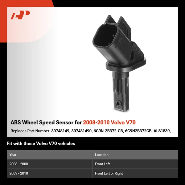 ABS Wheel Speed Sensor for 2008-2010 Volvo V70