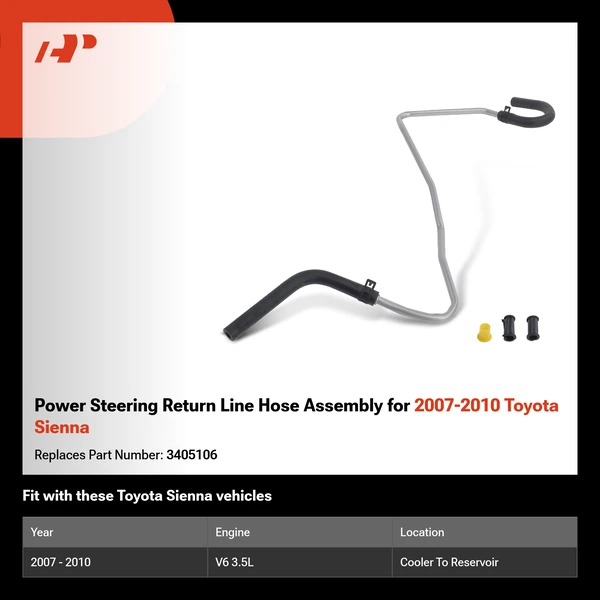 Power Steering Return Line Hose Assembly for 2007-2010 Toyota Sienna