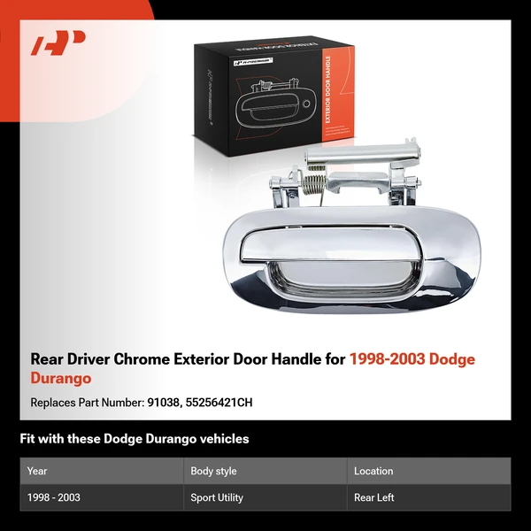 Rear Driver Chrome Exterior Door Handle for 1998-2003 Dodge Durango