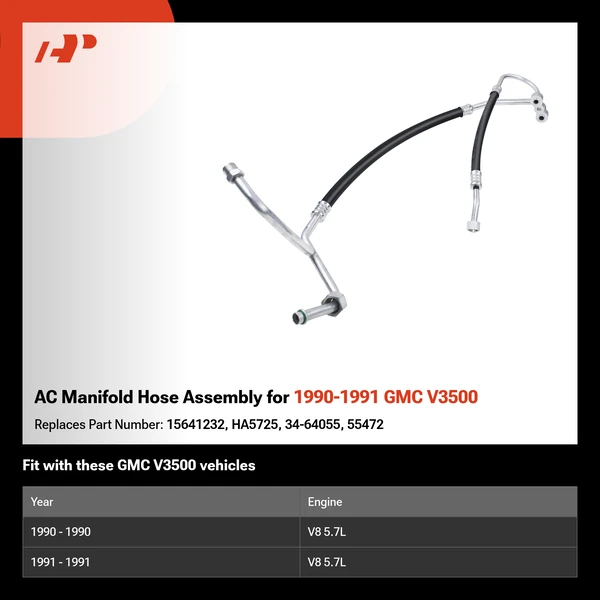 AC Manifold Hose Assembly for 1990-1991 GMC V3500