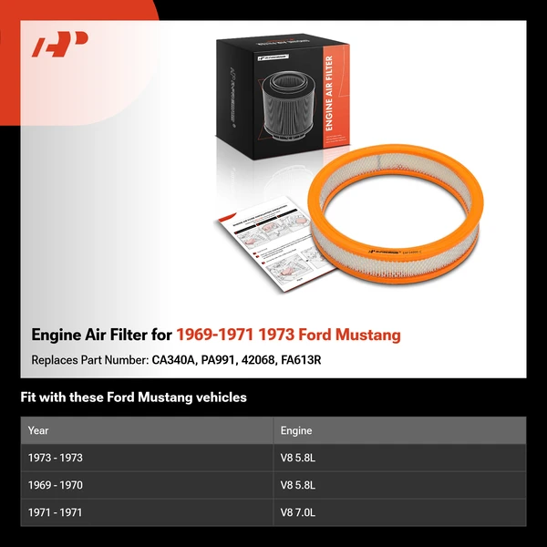 Engine Air Filter for 1969-1971 1973 Ford Mustang