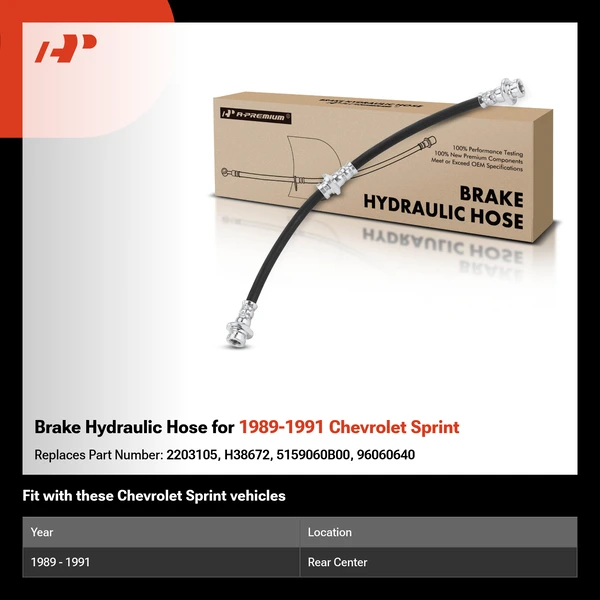 Brake Hydraulic Hose for 1989-1991 Chevrolet Sprint
