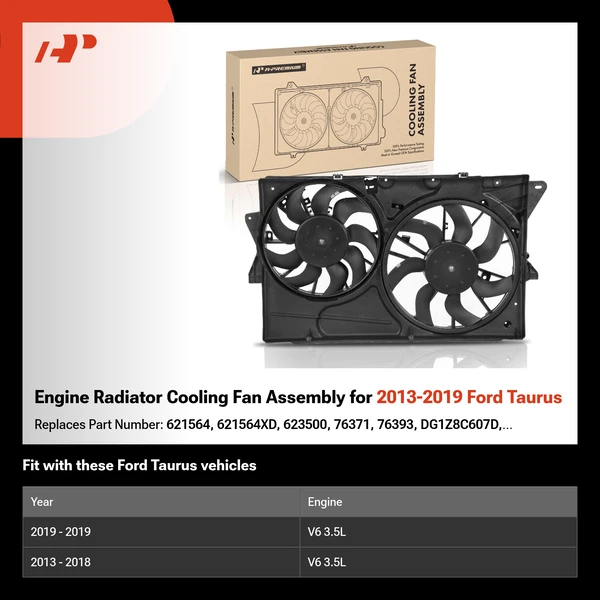 Engine Radiator Cooling Fan Assembly for 2013-2019 Ford Taurus