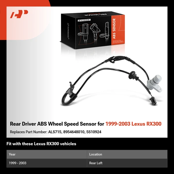 Rear Driver ABS Wheel Speed Sensor for 1999-2003 Lexus RX300